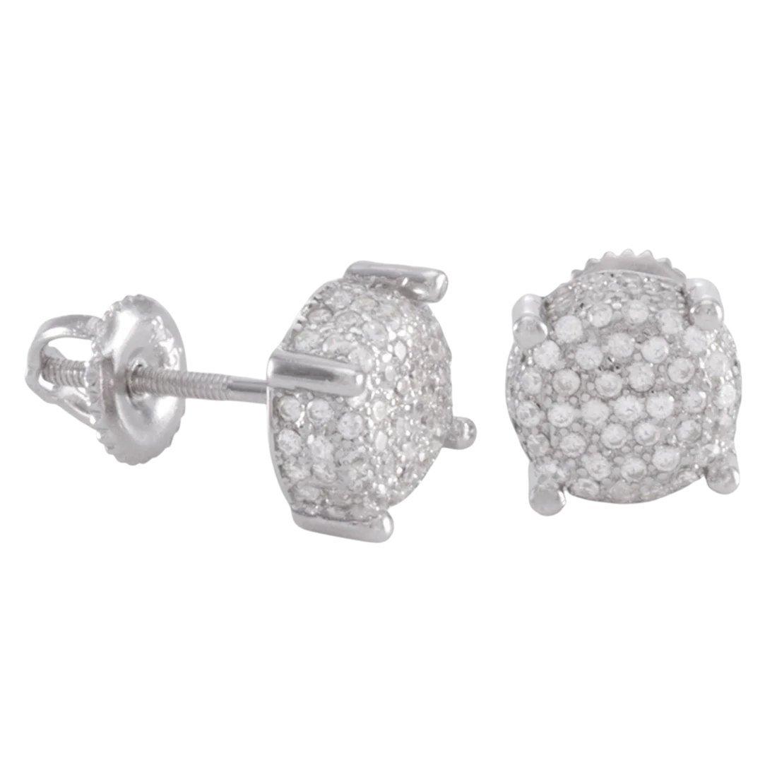 King Ice Cluster Stud Earrings - White Gold - WHITE GOLD